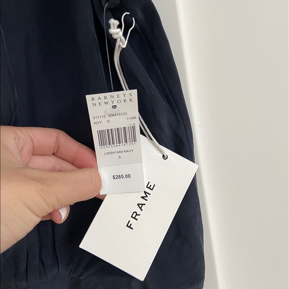 Frame Party Blouse 100% Silk Navy S NWT - Picture 5 of 6